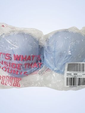 PINK WINK Victoria's Secret Push-Up Bra Balconette Icy Blue GOING VIRAL NWT